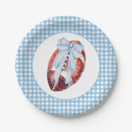 Prato De Papel Blue Gingham Football Plates