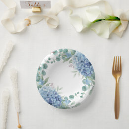 Prato De Papel Blue Hydrangea Floral Bridal Shower