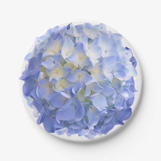 Prato De Papel Blue Hydrangea Flower Paper Party Casamentos (Frente)