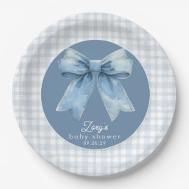 Prato De Papel Blue Jean Baby Boy Baby Shower Gingham Paper Plat