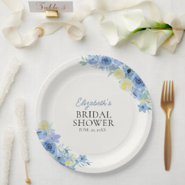 Prato De Papel Blue Mediterranean Lemon Bridal shower