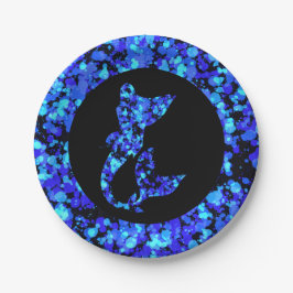 Prato De Papel Blue mermaid Splattered Paint