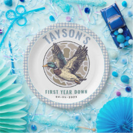 Prato De Papel Blue One Lucky Duck 1st Birthday Party Cute Rubber