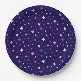 Prato De Papel Blue Pink Purple Stars Cosmic Space.