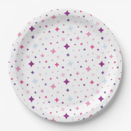 Prato De Papel Blue Pink Purple Stars Cosmic Space.