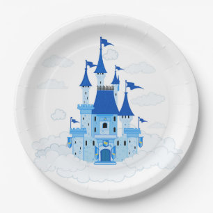 Prato De Papel Blue Princess Castle Personalizado Girly