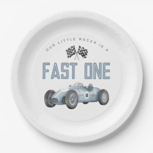 Prato De Papel Blue Race Car Fast Um primeiro aniversario