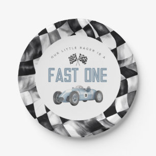 Prato De Papel Blue Race Car Fast Um primeiro aniversario