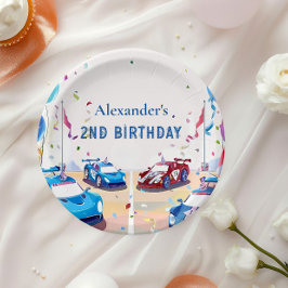 Prato De Papel Blue Race Car Two Fast Birthday