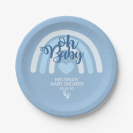 Prato De Papel Blue Rainbow Baby Shower