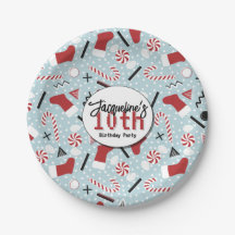 Blue Retro Christmas Peppermint Birthday