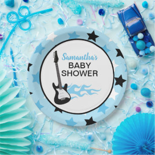 Prato De Papel Blue Rock Star Guitar Rock-a-Bye Rockstar