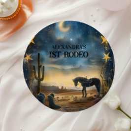 Prato De Papel Blue Sky Rustic Cowboy 1st Birthday Rodeo