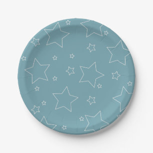 Prato De Papel Blue Stars 4 de julho - Placa de Papel