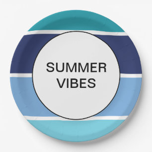 Prato De Papel Blue Striped