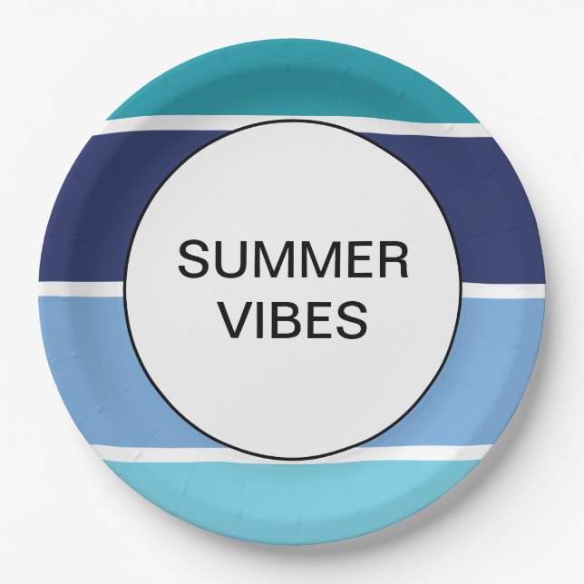 Prato De Papel Blue Striped (Frente)
