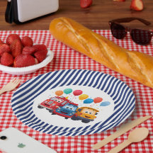 Blue Striped Truck Birthday Theme