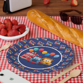 Prato De Papel Blue Striped Truck Birthday Theme