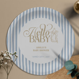 Prato De Papel Blue Stripes Arch Vintage Boy Baby Shower