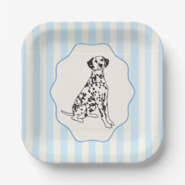 Prato De Papel Blue Stripes e Black Dalmatic Dog