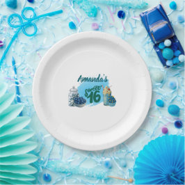 Prato De Papel Blue Sweet Sixteen Paper Plates