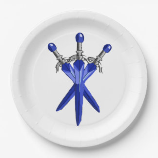 Prato De Papel Blue Sword Party Paper Plate