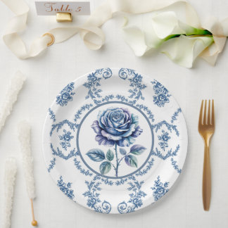 Prato De Papel Blue Vintage Rose