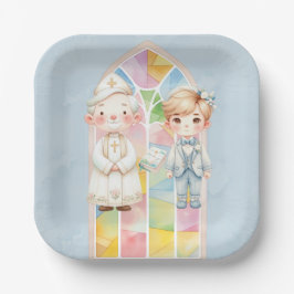 Prato De Papel Blue Watercolor Boy 1rua. Comunidade