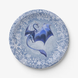 Prato De Papel Blue Winter Dragon Fantasy Art