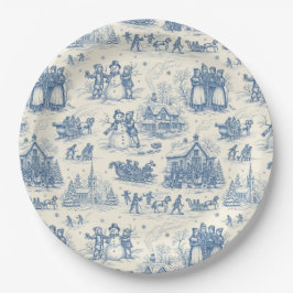 Prato De Papel Blue Winter Toile Chinoiserie