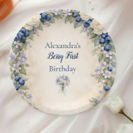 Prato De Papel Blueberry Berry Botanical 1st Birthday