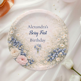 Prato De Papel Blueberry Berry Vintage Garden 1st Birthday