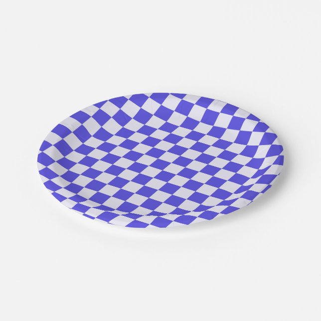 Prato De Papel Blueberry cream checkered pattern (Inclinado)