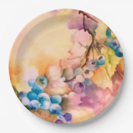 Prato De Papel Blueberry Fruit Pattern — Hand-Painted Berries