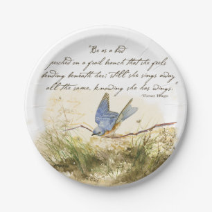 Prato De Papel Bluebird no Poema Inspiracional Victor Hugo
