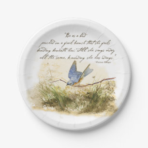 Prato De Papel Bluebird no Poema Inspiracional Victor Hugo