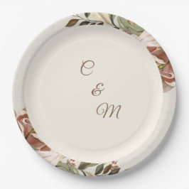 Prato De Papel Blush Botanical Garden Wedding Paper Plate