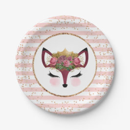 Prato De Papel Blush & Dourado Fox Princess