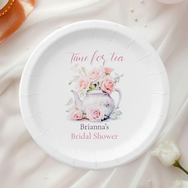 Prato De Papel Blush Floral Bridal Tea Party (Criador carregado)