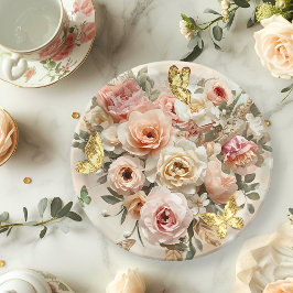 Prato De Papel Blush Garden Roses Galentine Tea Party Florals