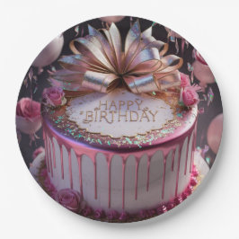 Prato De Papel Blush Pink Birthday Cake Celebration