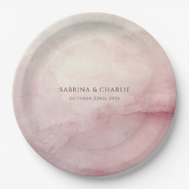 Prato De Papel Blush Pink Watercolor Wash Elegant Wedding 