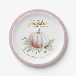 Prato De Papel Blush Pumpkin Fall Baby Shower Paper Plates