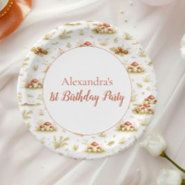 Prato De Papel Blush Woodland Wild One Birthday