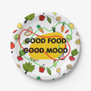 Prato De Papel Boa comida, design de bom humor, comida divertida