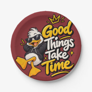 Prato De Papel Boas Coisas Levam Tempo Camiseta Desi Funny Cool D