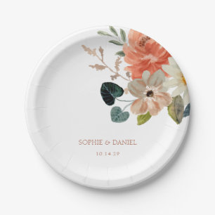 Prato De Papel Boas/Elegantes Iniciais Florais De Aquarela Casame