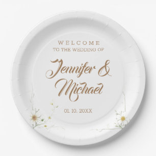 Prato De Papel Boas-vindas ao Casamento Moderno Minimalista