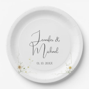 Prato De Papel Boas-vindas ao Casamento Moderno Minimalista