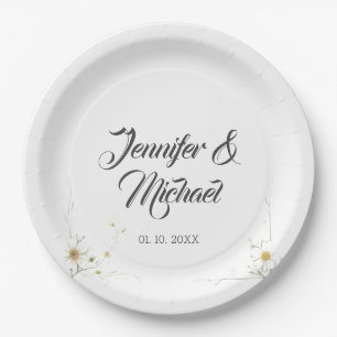 Prato De Papel Boas-vindas ao Casamento Moderno Minimalista